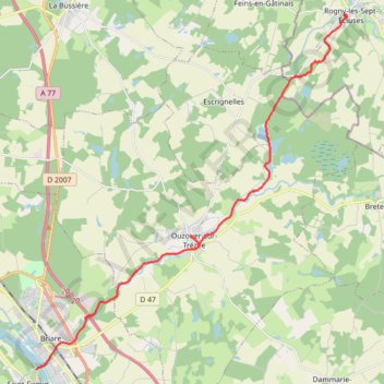 Itinéraire Rogny les 7 écluses - Pont-canal de Briare, distance, dénivelé, altitude, carte, profil, trace GPS