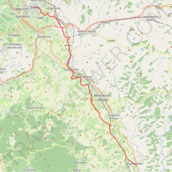 Itinéraire tappa-34-da-siena-ponte-darbia, distance, dénivelé, altitude, carte, profil, trace GPS