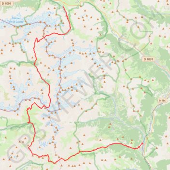 Itinéraire Traversée Ecrins Nord-Sud-Argentiere villar d'arene, distance, dénivelé, altitude, carte, profil, trace GPS