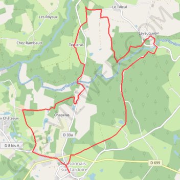 Itinéraire Circuit du château de Lavauguyon - Maisonnais-sur-Tardoire, distance, dénivelé, altitude, carte, profil, trace GPS