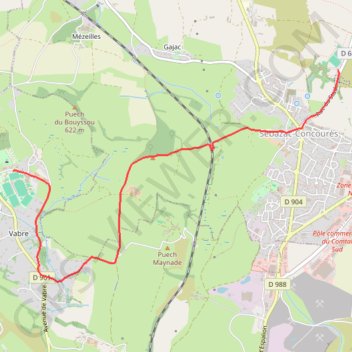 Itinéraire Rodez Agglomeration - Liaison C - Vabre-Sebazac, distance, dénivelé, altitude, carte, profil, trace GPS