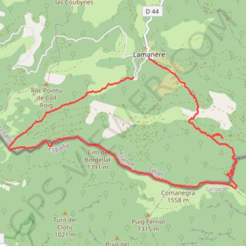 Itinéraire Baga de Bordellat, Comanegra en circuit depuis Lamanère, distance, dénivelé, altitude, carte, profil, trace GPS