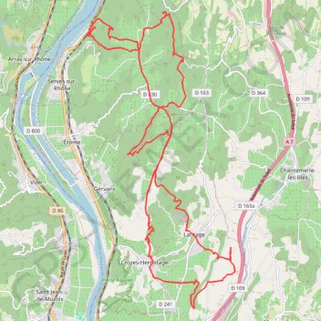 Itinéraire Rando autour de Larnage, distance, dénivelé, altitude, carte, profil, trace GPS