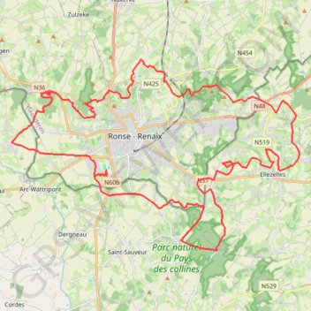 Itinéraire Boucle VTT autour de Renaix (Ronse), distance, dénivelé, altitude, carte, profil, trace GPS