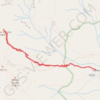 Itinéraire Cima Testona, distance, dénivelé, altitude, carte, profil, trace GPS