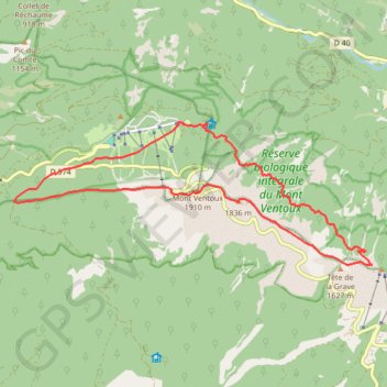 Itinéraire Mont Ventoux par la Tête de la Grave, distance, dénivelé, altitude, carte, profil, trace GPS