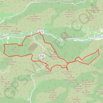 Itinéraire Le Grand Gageai, distance, dénivelé, altitude, carte, profil, trace GPS
