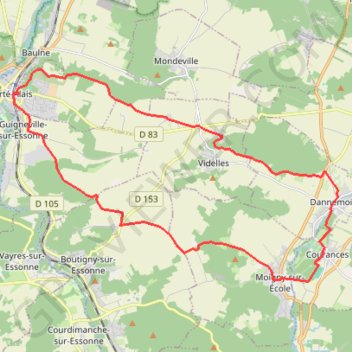 Itinéraire De Courances à La Ferté-Alais, distance, dénivelé, altitude, carte, profil, trace GPS