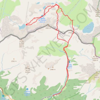 Itinéraire De Sorteny au Llac Rouch, distance, dénivelé, altitude, carte, profil, trace GPS