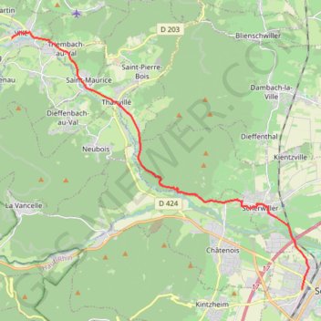Itinéraire Véloroute de la vallée de Villé, distance, dénivelé, altitude, carte, profil, trace GPS