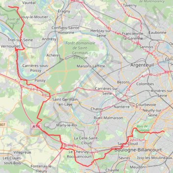 Itinéraire Menucourt - Paris, distance, dénivelé, altitude, carte, profil, trace GPS
