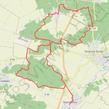 Itinéraire Le saut du Postillon - Dannemois, distance, dénivelé, altitude, carte, profil, trace GPS