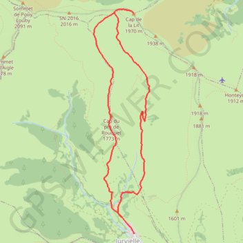 Itinéraire Cap de la Lit - Jurvielle, distance, dénivelé, altitude, carte, profil, trace GPS