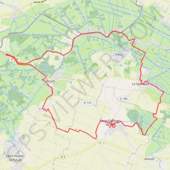Itinéraire Arcais marais poitevin 27 kms, distance, dénivelé, altitude, carte, profil, trace GPS