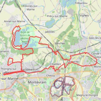 Itinéraire Le Bonjour de la Marne à l'Ourcq à Thorigny-sur-Marne, distance, dénivelé, altitude, carte, profil, trace GPS