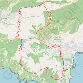 Itinéraire Lavandou Valcros, distance, dénivelé, altitude, carte, profil, trace GPS