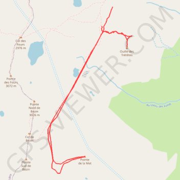 Itinéraire Ouille des Trétêtes, pointe de la Met, distance, dénivelé, altitude, carte, profil, trace GPS
