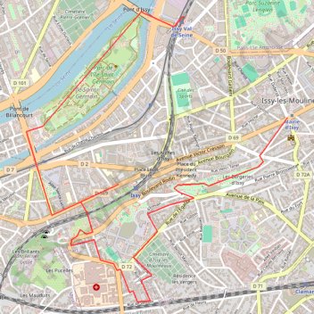 Itinéraire Issy, distance, dénivelé, altitude, carte, profil, trace GPS