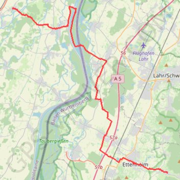 Itinéraire Osthouse-Ettenheim, distance, dénivelé, altitude, carte, profil, trace GPS