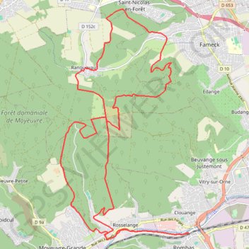 Itinéraire Le petit huit en forêt entre Clouange, Ranguevaux et Fameck, distance, dénivelé, altitude, carte, profil, trace GPS