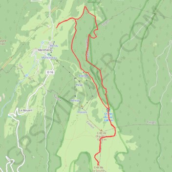 Itinéraire Jura : Crêt de la Goutte, distance, dénivelé, altitude, carte, profil, trace GPS