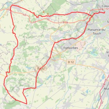 Itinéraire Cyclisme sur route depuis Colomiers, distance, dénivelé, altitude, carte, profil, trace GPS