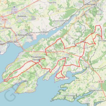 Itinéraire dirinon, distance, dénivelé, altitude, carte, profil, trace GPS