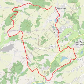 Itinéraire Autour de Chezeneuve, distance, dénivelé, altitude, carte, profil, trace GPS