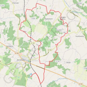 Itinéraire Montendre n°20 31 kms, distance, dénivelé, altitude, carte, profil, trace GPS