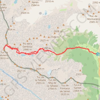 Itinéraire Tuc de Molières, distance, dénivelé, altitude, carte, profil, trace GPS