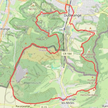 Itinéraire Dudelange - Volmerange-les-Mines, distance, dénivelé, altitude, carte, profil, trace GPS