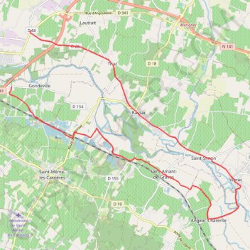 Itinéraire jarnac_Circuit+decouverte+27km, distance, dénivelé, altitude, carte, profil, trace GPS