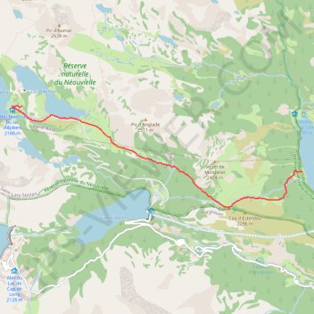 Itinéraire GR10 du parking du lac d'Aubert au lac de l'Oule, distance, dénivelé, altitude, carte, profil, trace GPS