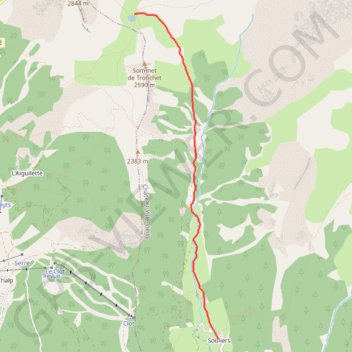 Itinéraire Souliers-Lac de Souliers, distance, dénivelé, altitude, carte, profil, trace GPS