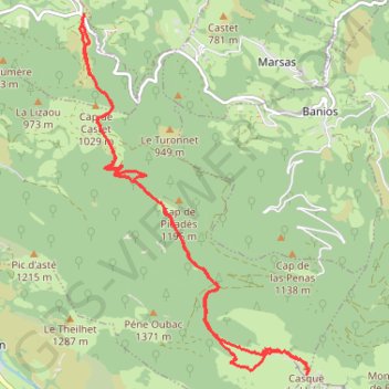 Itinéraire Le casque de l'heris, distance, dénivelé, altitude, carte, profil, trace GPS