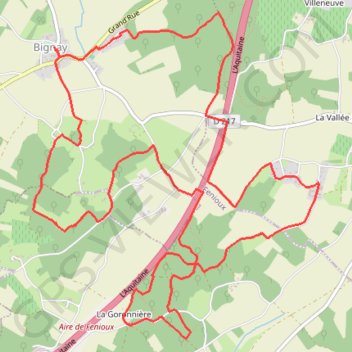 Itinéraire Circuit C de Bignay - 8608 - UtagawaVTT.com, distance, dénivelé, altitude, carte, profil, trace GPS