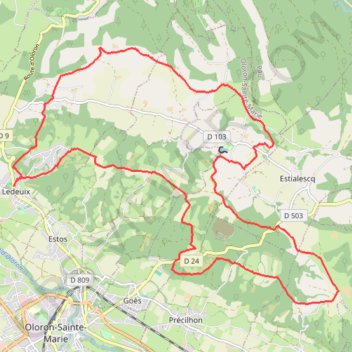 Itinéraire Ledeuix - Faget, distance, dénivelé, altitude, carte, profil, trace GPS