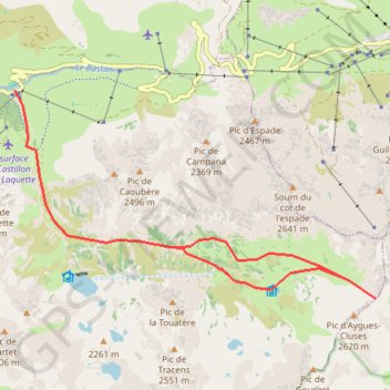 Itinéraire Hourquette Nere depuis Tournaboup, distance, dénivelé, altitude, carte, profil, trace GPS
