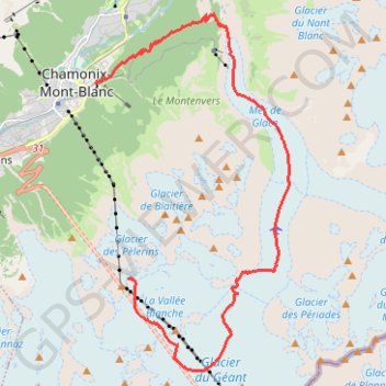 Itinéraire Massif du Mont-Blanc : Vallée Blanche, distance, dénivelé, altitude, carte, profil, trace GPS