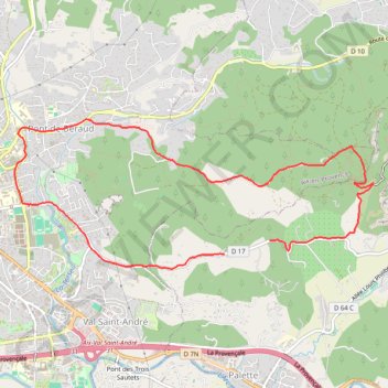Itinéraire Plateau de Bibémus - Aix-en-Provence, distance, dénivelé, altitude, carte, profil, trace GPS