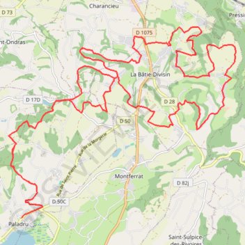 Itinéraire Lac de Paladru - Les balcons de la Bâtie-Divisin, distance, dénivelé, altitude, carte, profil, trace GPS