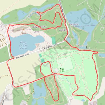 Itinéraire Parc de nature et de loisirs, distance, dénivelé, altitude, carte, profil, trace GPS