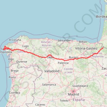 Itinéraire Compostelle a Velo - ESPAGNE, distance, dénivelé, altitude, carte, profil, trace GPS