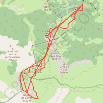 Itinéraire Dome de Barrot - non corrigé, distance, dénivelé, altitude, carte, profil, trace GPS