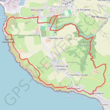 Itinéraire Flamanville, distance, dénivelé, altitude, carte, profil, trace GPS