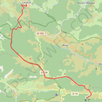 Itinéraire De Lanarce à la station de la Croix-de-Bauzon, distance, dénivelé, altitude, carte, profil, trace GPS
