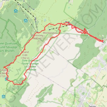 Itinéraire Crêt de la Neige, distance, dénivelé, altitude, carte, profil, trace GPS