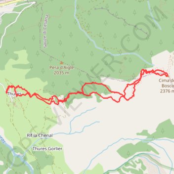 Itinéraire Cima del Bosco, distance, dénivelé, altitude, carte, profil, trace GPS