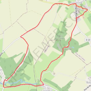 Itinéraire Souastre - Couin - Coigneux, distance, dénivelé, altitude, carte, profil, trace GPS