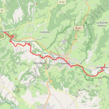 Itinéraire De Saint-Côme-d'Olt à Estaing, distance, dénivelé, altitude, carte, profil, trace GPS
